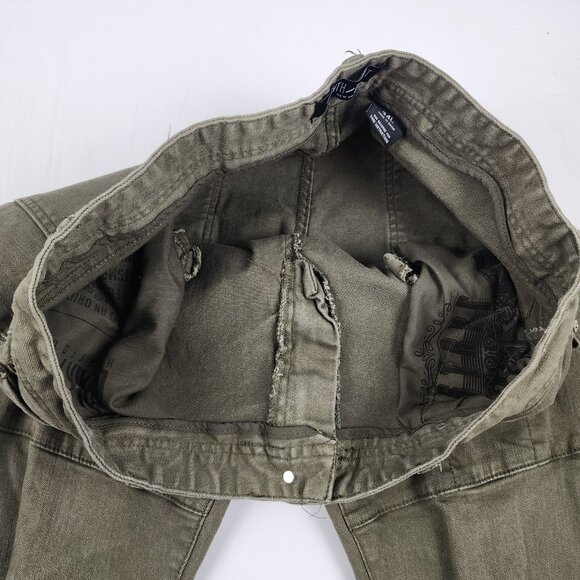 Eighth Dstrkt Jeans Mens 40x33 Green Distressed Biker Denim - Picture 5 of 12